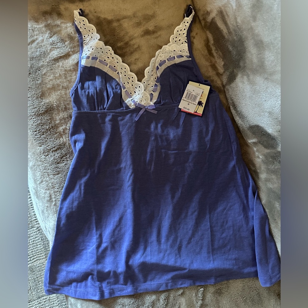 Soft Lace Trim Cotton Blend Babydoll Nightgown NEW - Picture 2 of 10